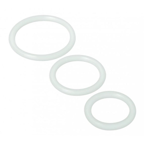 Trinity Men Silicone Cock Rings Set Clear 3 Size Penis Erection Bands