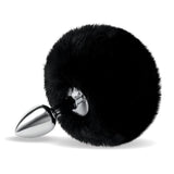Whipsmart Furry Tales Black Fur Bunny Tail Metal Butt Plug Cute Fun Rabbit Cosplay Small Anal Sex Toy