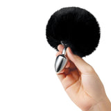 Whipsmart Furry Tales Black Fur Bunny Tail Metal Butt Plug Cute Fun Rabbit Cosplay Small Anal Sex Toy