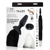 Whipsmart Furry Tales Vibrating Black Fur Fox Tail Butt Plug Remote Control Cosplay Anal Sex Toy
