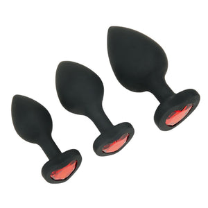Whipsmart Heartbreaker 3PC Silicone Crystal Heart Butt Plug Anal Training Set