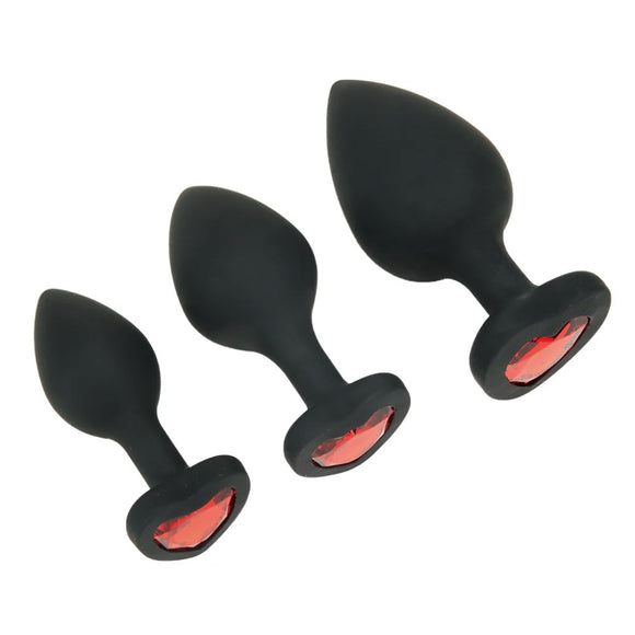 Whipsmart Heartbreaker 3PC Silicone Crystal Heart Butt Plug Anal Training Set