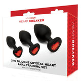 Whipsmart Heartbreaker 3PC Silicone Crystal Heart Butt Plug Anal Training Set