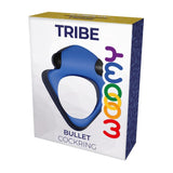 Wooomy Tribe Vibrating Bullet Cock Ring Blue Silicone Penis Erection Band Sex Toy