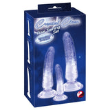 You2Toys Crystal Clear Anal Training Set Blue Transparent Penis Dildo 3 Size Butt Plug Kit