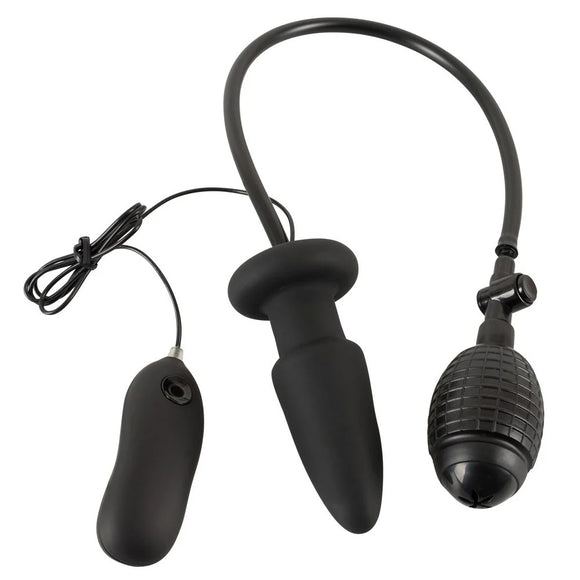 You2Toys Inflatable Vibrating Black Silicone Butt Plug Anal Gape Girth Stretch Sex Pump