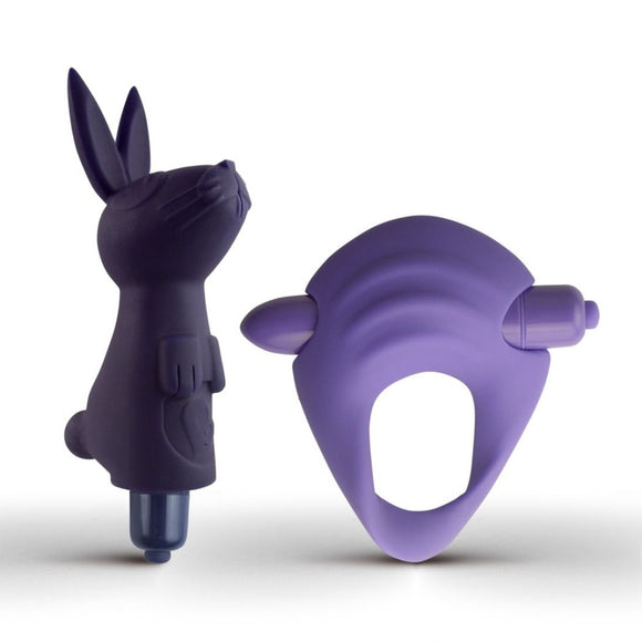 You Love Me Give Me Bunny Vibrator & Vibrating Cock Ring Set Beginners Sex Toys