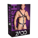 Zado Fetish Mens Leather Adjustable Body Harness with Cock Ring BDSM Play Bondage Wear