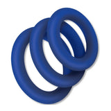 Zolo Extra Thick Blue Silicone Cock Ring 3 Size Pack Penis Erection Enhancer Bands