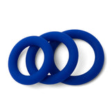 Zolo Extra Thick Blue Silicone Cock Ring 3 Size Pack Penis Erection Enhancer Bands