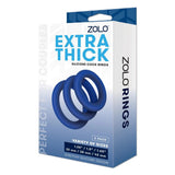 Zolo Extra Thick Blue Silicone Cock Ring 3 Size Pack Penis Erection Enhancer Bands