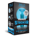 Zolo Mini Double Bubble Stroker Blue Egg Open End Masturbator Oral Play Sex Toy