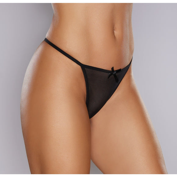 What the Flirt Mesh Thong One Size Black