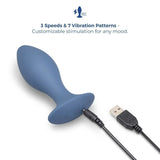 b-Vibe 4 Inch Vibrating Butt Plug Blue Silicone Anal Play Fun Sex Toy