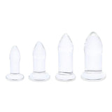 b-Vibe Glass Anal Dilators Set 4 Size Clear Butt Plug Gape Training Starter Kit