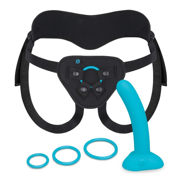 b-Vibe Every Body Strap-On Harness Set Blue Silicone Peg Dildo Unisex