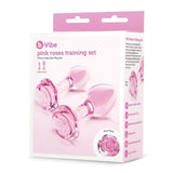 b-Vibe Pink Roses 2-Piece Glass Butt Plug Anal Play Training Set Duo Sex Toy