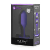 b-Vibe Snug Plug 2 Weighted Silicone Anal Beginner Friendly Butt Plug Purple