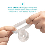 B-Vibe Stretch-Tech Double Barrel Cock & Ball Ring Clear Penis Testicle Band