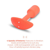 b-Vibe Vibrating Snug Plug 1 Silicone Butt Plug Orange Beginners Anal Play Sex Toy