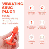 b-Vibe Vibrating Snug Plug 1 Silicone Butt Plug Orange Beginners Anal Play Sex Toy
