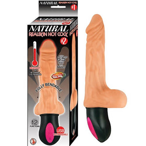 Realistic Warming 6.5 inch Vibrating Dildo with Balls Vanilla