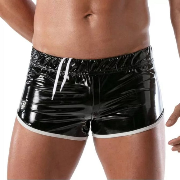 Vinyl Fetish Shorts Black/White - Size M