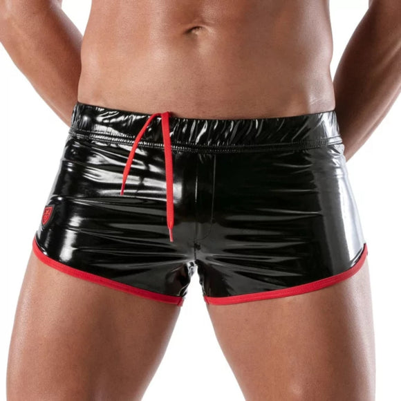 Vinyl Fetish Shorts Black/Red - Size : XL