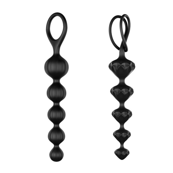 Satisfyer Anal Beads Set Black Silicone 5 Link Ball Chain Beginners Plug Sex Toy