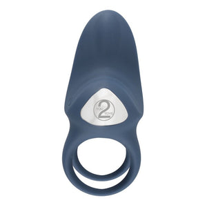 Rechargeable Blue Silicone Vibrating Double Cock Ring Scrotum Loop Clitoral Toy