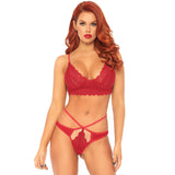 Leg Avenue Sweetheart Lace Bralette Set Red