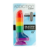BMS Factory Addiction Justin 8 Inch Pride Dildo Realistic Rainbow Penis Suction Cup Cock Sex Toy