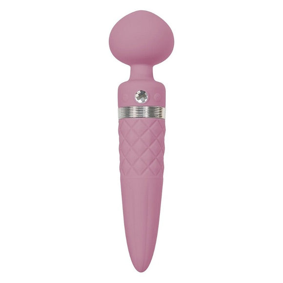 BMS Factory Pillow Talk Sultry Wand Massager Pink Warming Dual Vibrator Swarovski Crystal Sex Toy