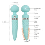 BMS Factory Pillow Talk Sultry Wand Massager Teal Warming Dual Vibrator Swarovski Crystal Sex Toy
