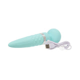 BMS Factory Pillow Talk Sultry Wand Massager Teal Warming Dual Vibrator Swarovski Crystal Sex Toy