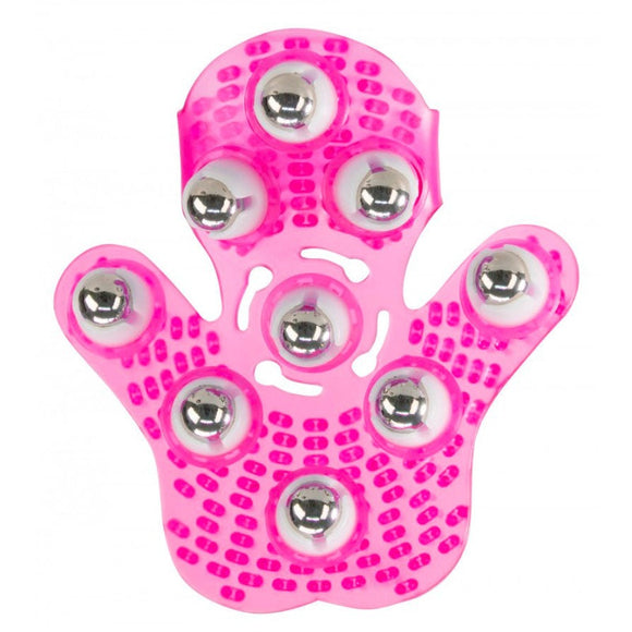 BMS Factory Pink Roller Balls Massage Glove Muscle Tension Relief Body Rub Adjustable Strap