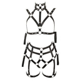 Bad Kitty Bondage Body Harness Set Black 2 Piece Crotchless Fetish Wear