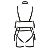 Bad Kitty Bondage Body Harness Set Black 2 Piece Crotchless Fetish Wear