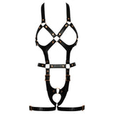 Bad Kitty Crotchless Faux Leather Black Body Harness Adjustable Straps Fetish Wear