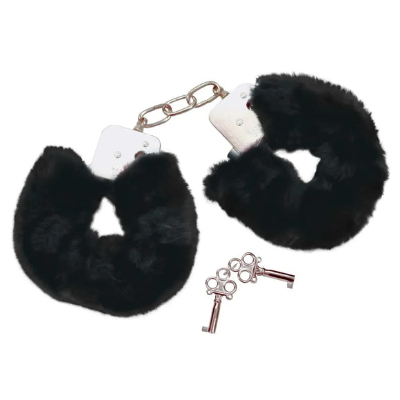 Bad Kitty Black Plush Furry Hand Cuffs Safety Wrist Restraints Bondage Kink Fetish