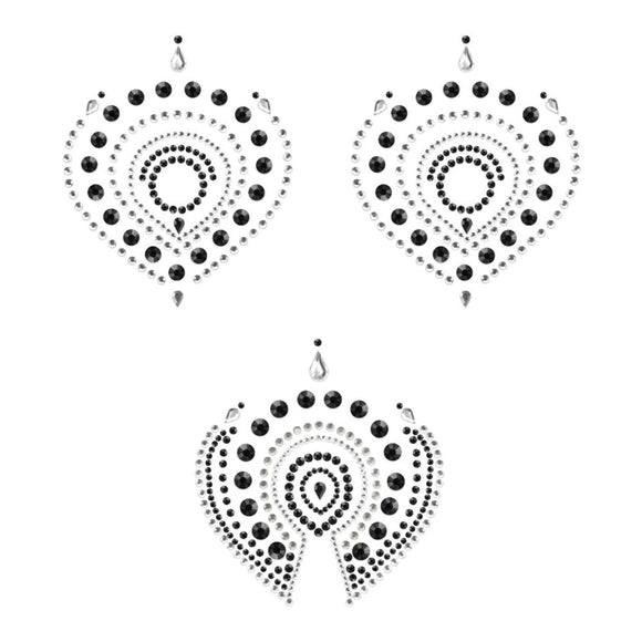 Bijoux Indiscrets Flamboyant Adhesive Rhinestone Body Jewellery Set Black Gem Decorations