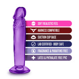 Blush B Yours Sweet N Small 6 Inch Purple Realistic Penis Dildo Suction Fun Sex Toy