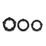 Stay Hard Black Beaded Cock Rings 3 Size Penis Erection Sex Enhancers