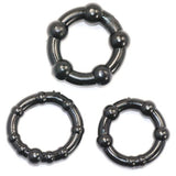 Stay Hard Black Beaded Cock Rings 3 Size Penis Erection Sex Enhancers