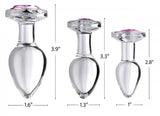 Booty Sparks Pink Gem Glass Butt Plug Training Set Crystal Clear Anal Sex Toy