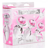 Booty Sparks Pink Gem Glass Butt Plug Training Set Crystal Clear Anal Sex Toy