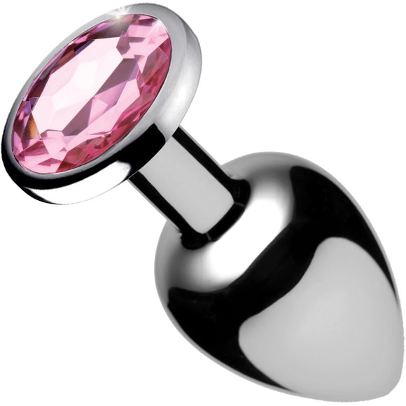 Booty Sparks Pink Gem Stone Butt Plug Medium Size Pretty Jewel Metal Anal Toy