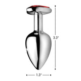 Booty Sparks Red Heart Gem Stone Butt Plug Medium Size Silver Metal Anal Play Sex Toy