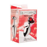 Booty Sparks Red Heart Gem Stone Butt Plug Medium Size Silver Metal Anal Play Sex Toy