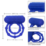 CalExotics 10 Bead Maximus Blue Silicone Dual Cock Ring USB Rechargeable Erection Enhancer Sex Toy